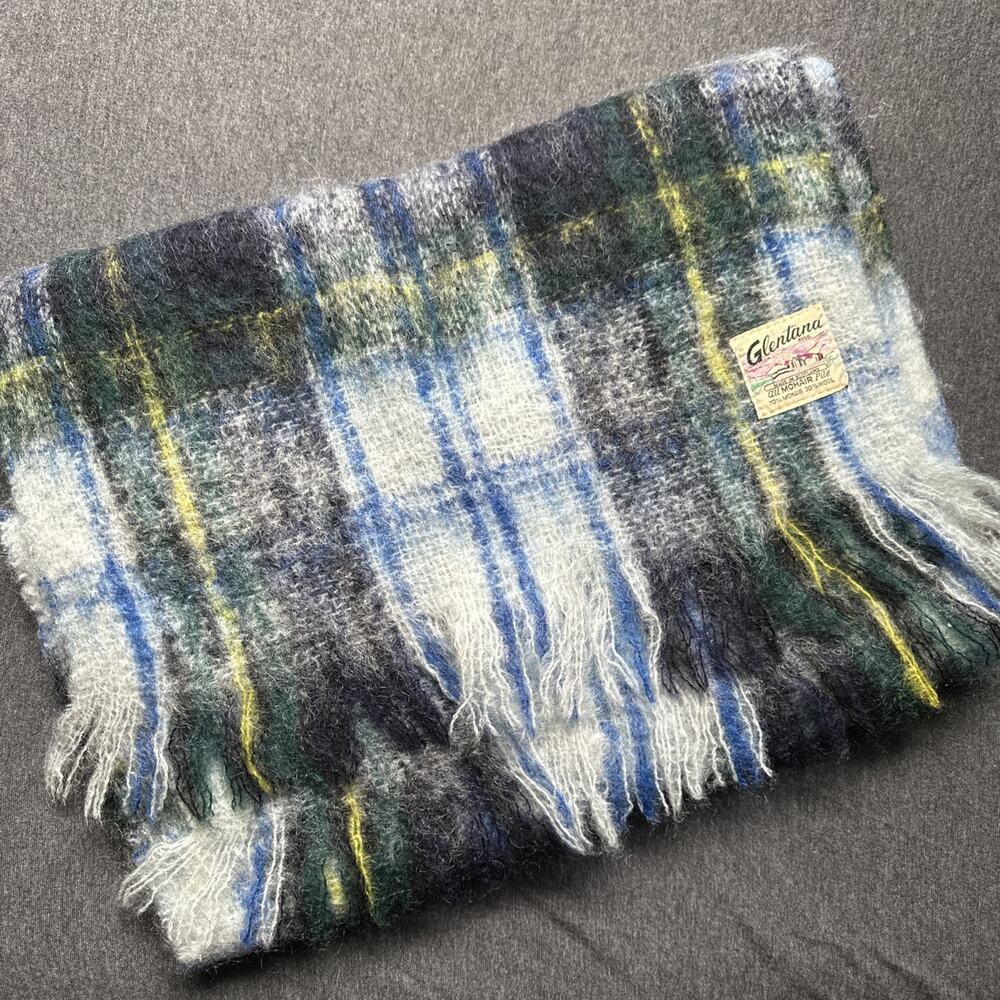 Vintage Glentana Scotland Mohair Wool Shawl Scarf 72x17 Fringe Gordon Tartan - Picture 4 of 7